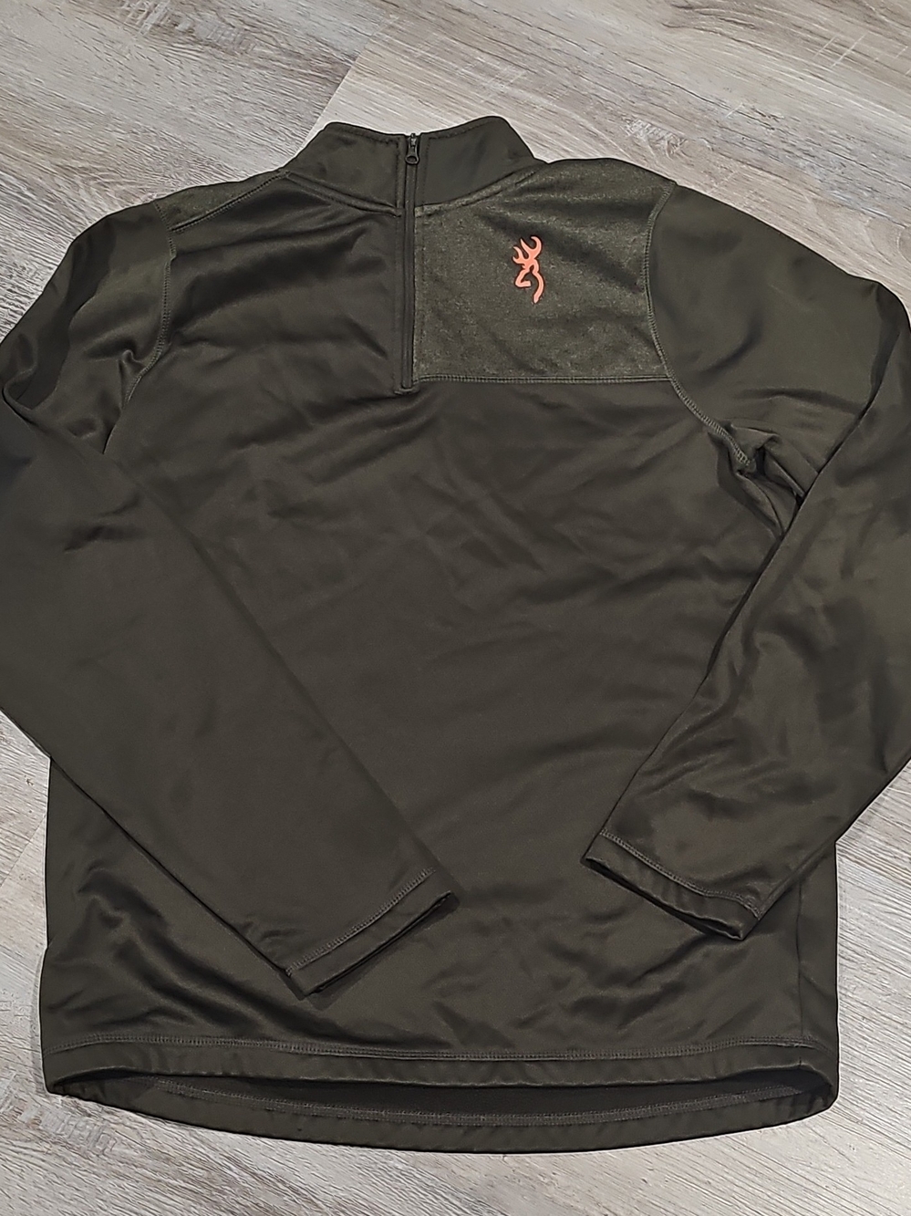 Browning Men's Olive Half-Zip Lightweight Shirt Jacket with Orange Logo M